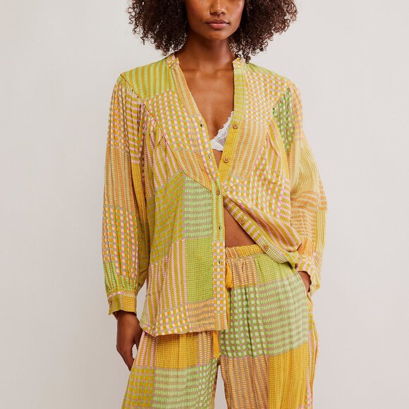 Free People Tops - FREE PEOPLE Night After Night Sleep Shirt / Lemon Lime Combo